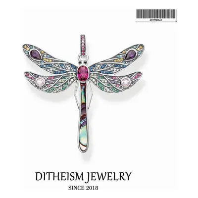 Colorful Dragonfly Pendant, Spring Jewelry Sterling Silver Bohemia Gift For Women Girls Fit Neck