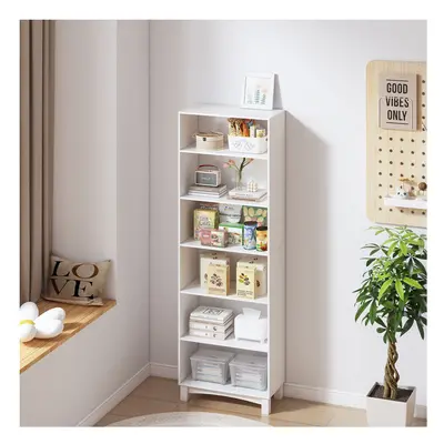 (6-tier, White) 5/6 Tier Bookcase Shelves Wooden Storage Display Unit Stand