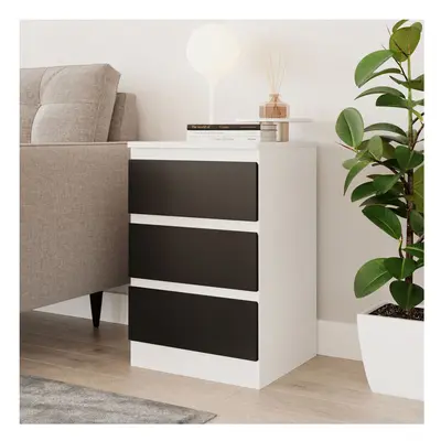 (White & Black) Drawer Skagen High Wooden Bedroom Chest Cabinet No Handle Drawer Storage