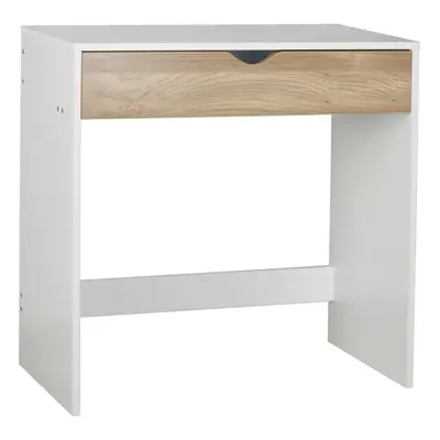 (White Table & Oak Drawers) Drawer Dressing Table Wooden Work Desk Furniture