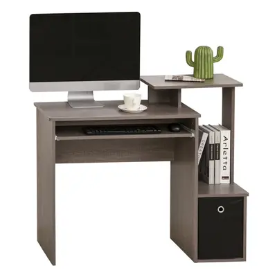 HOMCOM Computer Desk with Sliding Keyboard Tray Storage Drawer Shelf Grey