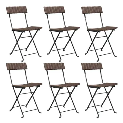 (brown, pcs) vidaXL Folding Bistro Chairs Poly Rattan and Steel Patio Outdoor Dining Chair