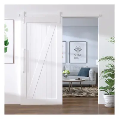 vidaXL Sliding Door Hardware Kit cm Steel White Sliding Barn Door Track