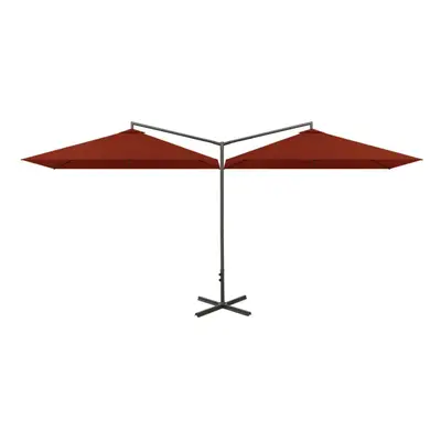 vidaXL Double Parasol with Steel Pole Terracotta 600x300 cm Outdoor Umbrella