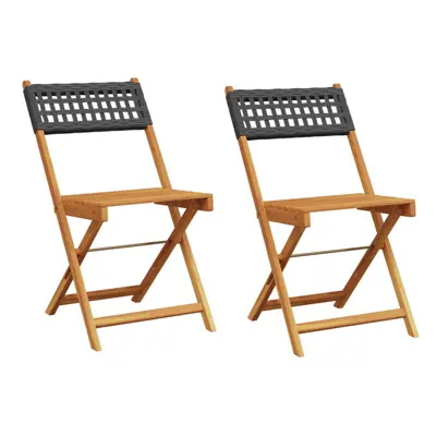 (black, pcs) vidaXL Bistro Chairs Outdoor Dining Chair Solid Wood Acacia and Poly Rattan