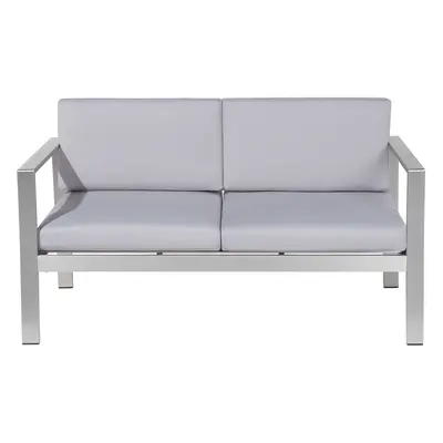 Garden Bench with Cushion SALERNO Metal Light Grey