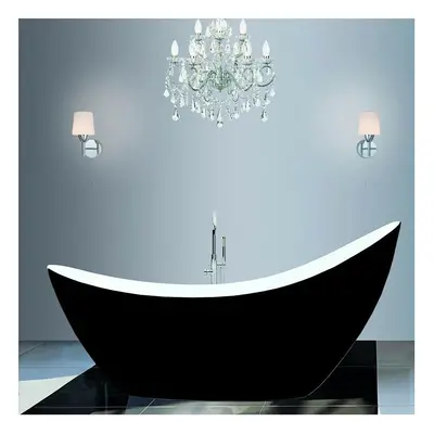 Freestanding Modern Luxury Thin Edged Slipper Bath 1750mm Black - Picasso By Voda Design