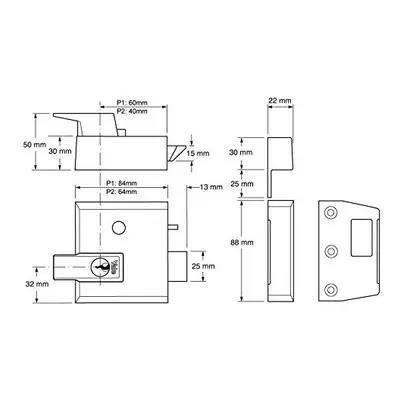 Yale Locks P1 Double Security Nightlatch Chrome Finish mm Backset Visi Pack