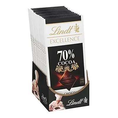 Lindt Excellence Bar, 70% Cocoa Smooth Dark Chocolate, Gluten Free, Great for Holiday Gifting, 3