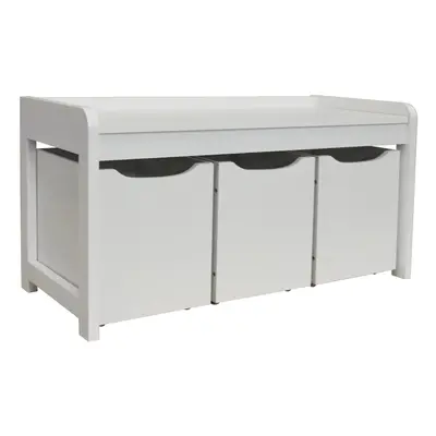 NEWTON - Hallway / Shoe / Toy / Bedroom Storage Bench with Drawers - White