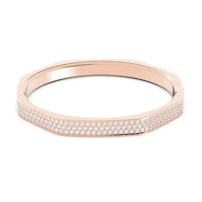 Swarovski Dextera Octagon PavÃ White Rose Gold-Tone Plated Bangle - Size