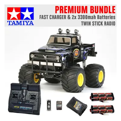 TAMIYA RC Midnight Pumpkin Black Edition 1:12 Premium Stick Radio Bundle