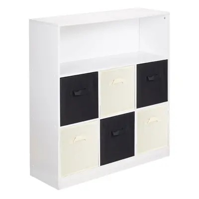 (Black & Cream Drawers, White (Out of Stock)) Wood White Black Cubed Storage Units Drawers