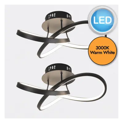 Set of Matt Black LED Loop Ceiling Lights