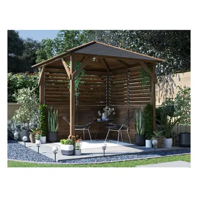 Dunster House Wooden Gazebo Kit Louvre Walled Pressure Treated Garden Shelter Utopia 2m x 2m