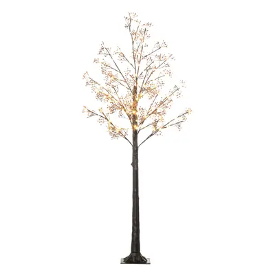 HOMCOM 6ft Artificial Tree with Warm White LED Lights, Baby Breath Flowers