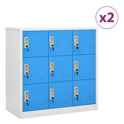 vidaXL 2x Locker Cabinets Light Grey and Blue Steel Office Storage Cabinet