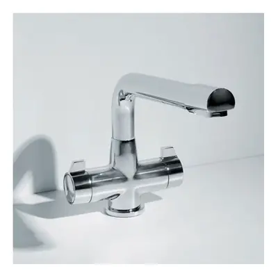 Modern Swivel Spout Twin Handles Monobloc Kitchen Sink Mixer Tap