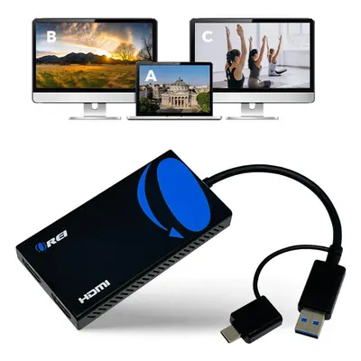 OREI SplitExtend HDMI Splitter Extended Display for Dual Monitor - Multi-Monitor Display Separat