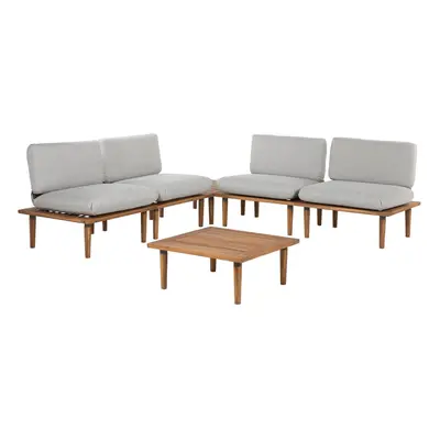 Sofa Set with Table FRASCATI Certified Acacia Wood Light Grey