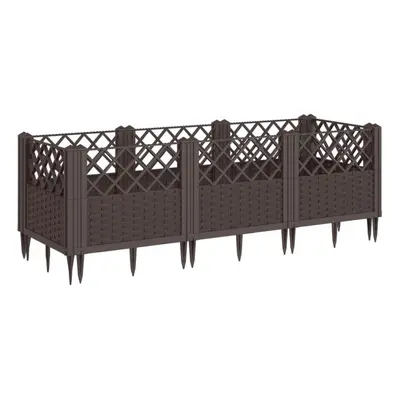 (brown, 123,5 x 43,5 x 43,5 cm) vidaXL Garden Planter with Pegs Raised Bed Outdoor Flower Pot Pl