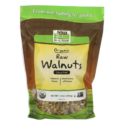 Now Foods, Real Food, Organic Raw Walnuts, Unsalted, oz (340 g)