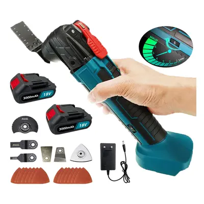 Cordless Brushless Oscillating Multi Tool Speed 2x3.0A battery +harger-Makita Battery Compatible