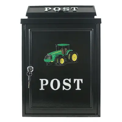 (Green) Post Box Lockable Wall Mounted Tractor Design