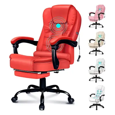 ELFORDSON Massage Office Chair Executive Gaming Seat PU Leather Red