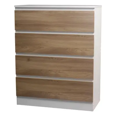 (White/Oak) Drawer Wooden Bedroom Chest Cabinet No Handles