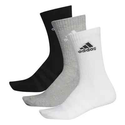 (Adidas-Cushion-Crew-3 Pairs, Grey/White/Black) Adidas Cushioned Crew Socks Pairs