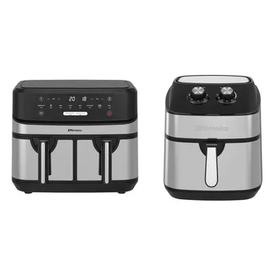 Emtronics 9L Air Fryer Set in Silver - Single Analogue & Digital Double Drawer