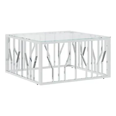 vidaXL Coffee Table Tea End Table Sofa Side Table Stainless Steel and Glass