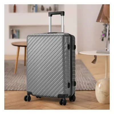 (Silver) Lightweight Hardside Travel Suitcase with Spinner Wheels, 24"