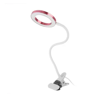 (Pink without magnifying glass) Magnifying LED Lamp USB Charging Table Light Clip-on Lamp Beauty