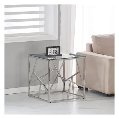 (End Table) Charles Jacobs Console | Coffee | End Table Clear Glass Furniture With Stainless Mir