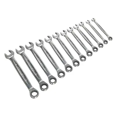 12pc PREMIUM Combination Ratchet Spanner Set - Pt Metric Socket - Hardened