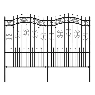 (240 x cm) vidaXL Garden Fence with Spear Top Black Powder-coated Steel Fence Multi Sizes