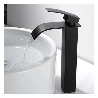 (30cm) Waterfall Black Bathroom Basin Faucet Single Lever Hole Hot And Cold Washing Tap