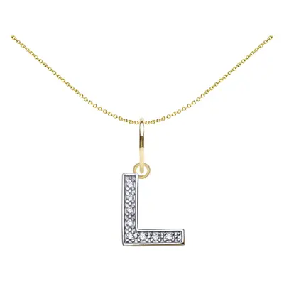 Jewelco London Solid 9ct Yellow and White Gold Cubic Zirconia 10mm San Serif Block Font Initial 