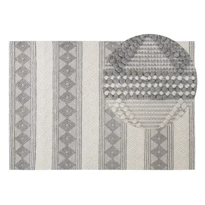 Wool Area Rug x cm Beige and Grey BOZOVA