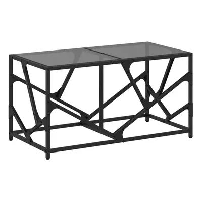 (black) vidaXL Coffee Table with Transparent Glass Top End Table Side Table Steel