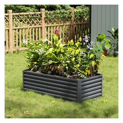 (Grey) 180cm x 90cm W x 57cm H Outdoor Modular Metal Raised Garden Bed