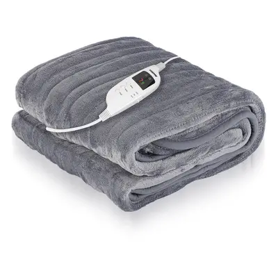 (130x180 cm Over Blanket) Grey Electric Throw Heated Fleece Over Blanket