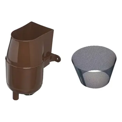 Gutter Mate Diverter & Filter in Brown & Fine Mesh Insert Bundle