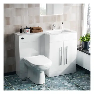 Right Hand 1100mm Basin Vanity Cabinet, WC Unit And BTW Toilet Ason