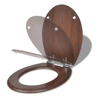 vidaXL WC Toilet Seat MDF Soft Close Lid Simple Design Wood Fixture Accessory