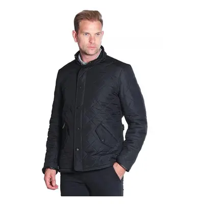 (S, Black) Barbour Mens Powell Quilted Jacket