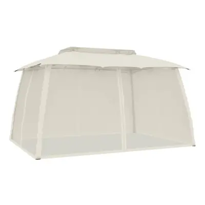 (cream, 3.93 x 2.93 m) vidaXL Gazebo with Double Roof and Mesh Walls Pavilion Tent Marquee Steel