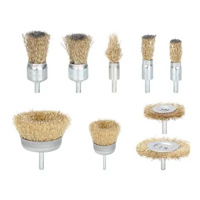 (9pcs) 6/7/9Pcs 6mm Shank Electric Grinder Wire Wheel Brush Drill Bit Brass Coated Wire Brush Se